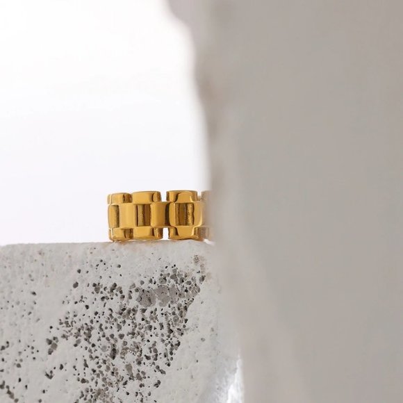 NEW 18K Gold Plated Link Chain Ring - Picture 10 of 10